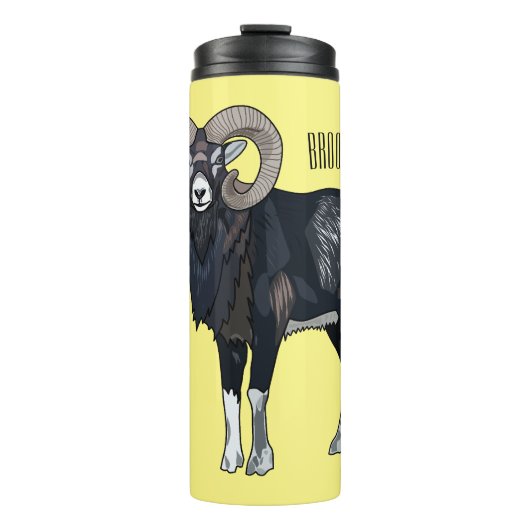 Mouflon-Cartoon Thermosbecher (Vorderseite)