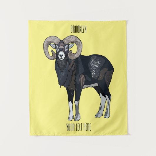 Mouflon-Cartoon Wandteppich (Vorderseite)