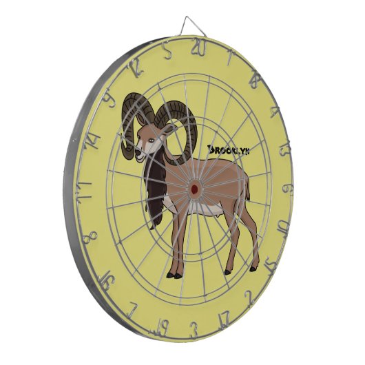 Mouflon-Ziegenbild Dartscheibe (Vorderseite Links)