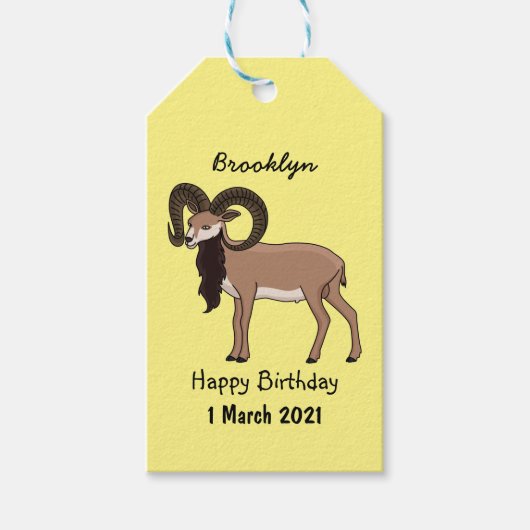 Mouflon-Ziegenbild Geschenkanhänger (Vorderseite)