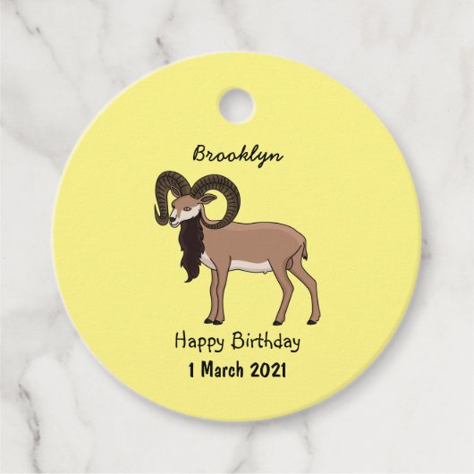 Mouflon-Ziegenbild Geschenkanhänger (Vorderseite)