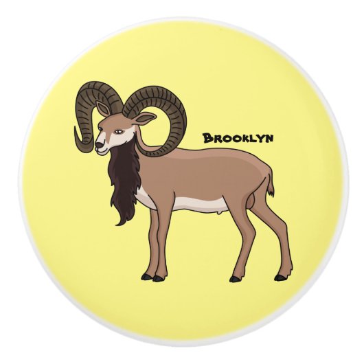 Mouflon-Ziegenbild Keramikknauf (Vorderseite)