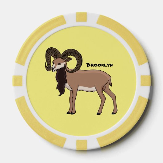 Mouflon-Ziegenbild Pokerchips (Vorderseite)