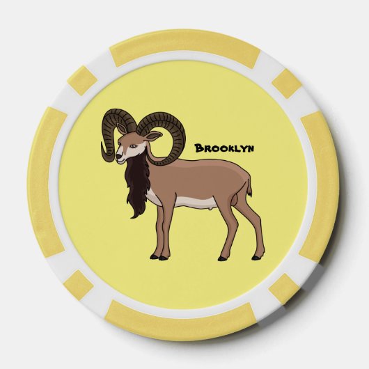 Mouflon-Ziegenbild Pokerchips (Rückseite)
