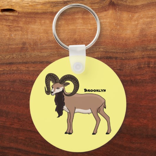 Mouflon-Ziegenbild Schlüsselanhänger (Vorderseite)
