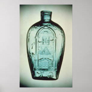 Mould-blown masonic flask poster