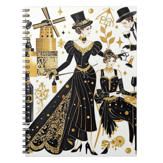 Moulin rouge Stil, schwarz und gold, Reich Luxus Notizblock (Vorderseite)