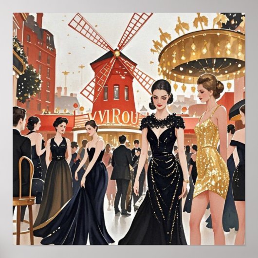 Moulin rouge Stil, schwarz und gold, Reich Luxus Poster (Vorne)