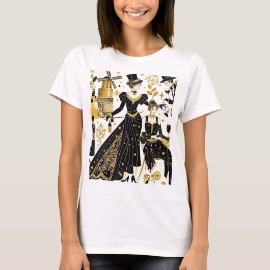 Moulin rouge Stil, schwarz und gold, Reich Luxus T-Shirt (Vorderseite)