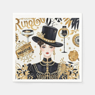 Moulin-Rouge-Stil, schwarz und gold, Reicher Luxus Serviette