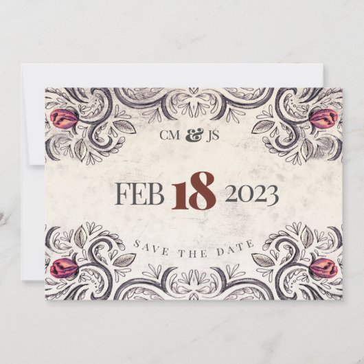 Mouline Rouge Rustikale Rose Einladung (Vorderseite)