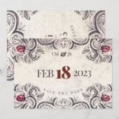 Mouline Rouge Rustikale Rose Einladung (Vorne/Hinten)