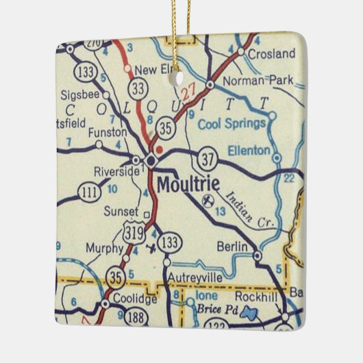 Moultrie GA Vintag Map Keramikornament (Links)
