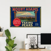 Mount Adams Pear Crate LabelYakima, WA Poster (Heimbüro)