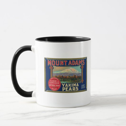 Mount Adams Pear Crate LabelYakima, WA Tasse (Links)