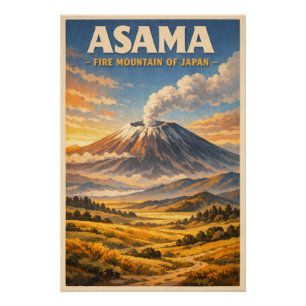 Mount Asama, Japan, in einem klassischen Retro-Rei Poster