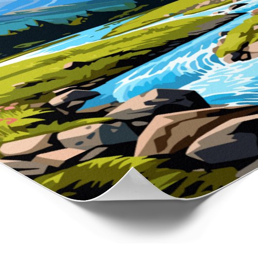 Mount Aspiring Vintage-Darstellung Poster (Ecke)