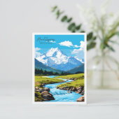 Mount Aspiring Vintage-Darstellung Postkarte (Stehend Vorderseite)