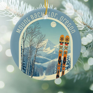 Mount Bachelor Oregon Ski-Souvenir Keramik Ornament