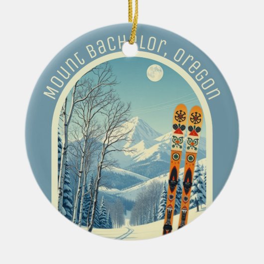 Mount Bachelor Oregon ski souvenir Keramik Ornament (Vorne)