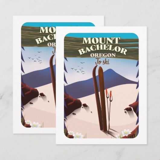 Mount Bachelor Oregon Skifahrplakat (Vorne/Hinten)