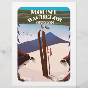 Mount Bachelor Oregon Skifahrplakat Briefbogen