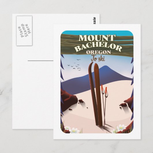Mount Bachelor Oregon Skifahrplakat Postkarte (Vorne/Hinten)