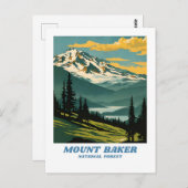 Mount Baker National Forest Illustration Retro Aes Postkarte (Vorne/Hinten)