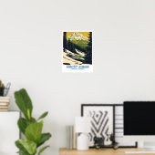 Mount Baker National Forest Illustration Retro Cla Poster (Heimbüro)