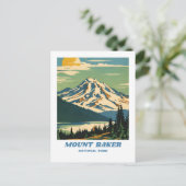 Mount Baker National Forest Illustration Retro Dec Postkarte (Stehend Vorderseite)