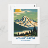 Mount Baker National Forest Illustration Retro Dec Postkarte (Vorne/Hinten)