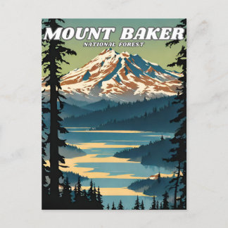 Mount Baker National Forest Illustration Retro Postkarte