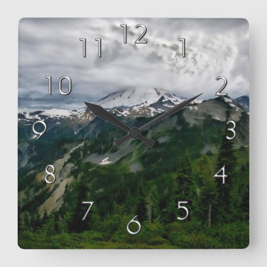 Mount-Baker-Uhr Quadratische Wanduhr (Vorderseite)