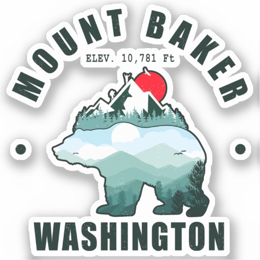 Mount Baker Washington Bear Mountain Ski Aufkleber (Vorderseite)