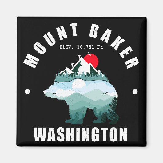 Mount Baker Washington Bear Mountain Ski Magnet (Vorne)