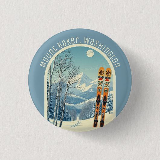 Mount Baker Washington Cascades Ski-Souvenir Button (Vorderseite)