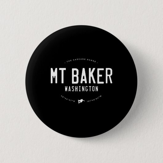 Mount Baker Washington Grafik erschüttert Vintag Button (Vorderseite)