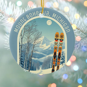 Mount Bohemia Michigan Ski-Souvenir Keramik Ornament
