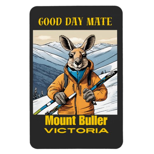Mount Buller Australia Kangaroo Skier Magnet (Vertikal)