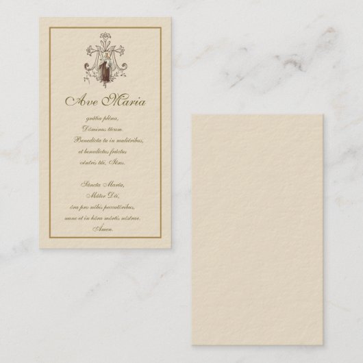 Mount Carmel Jungfrau Mary Hail Mary Latin Ave Mar Begleitkarte (Vorne/Hinten)