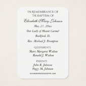 Mount Carmel Taufe Christening Erinnerungskarte (Rückseite)