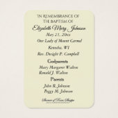 Mount Carmel Taufe Christening Erinnerungskarte (Rückseite)