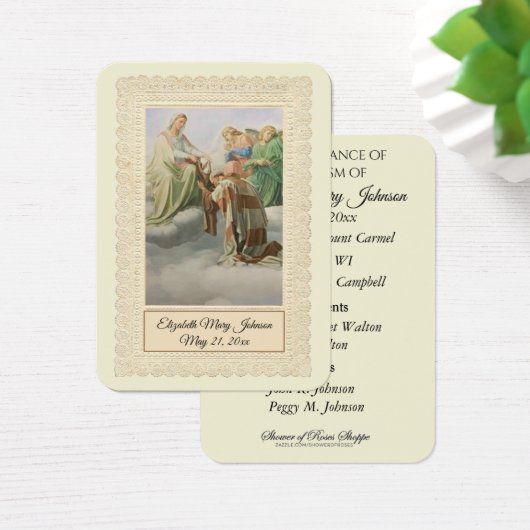 Mount Carmel Taufe Christening Erinnerungskarte (Schreibtisch)