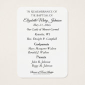 Mount Carmel Taufe Christening Erinnerungskarte (Rückseite)