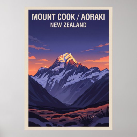 Mount Cook (Aoraki) Neuseeland V05 Poster (Vorne)