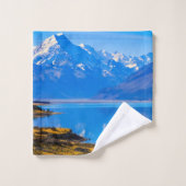 Mount Cook mit Blick auf den Pukaki-See, NZ Badhandtuch Set (Waschlappen)