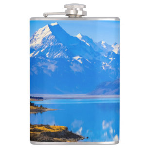 Mount Cook mit Blick auf den Pukaki-See, NZ Flachmann