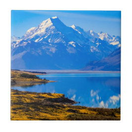 Mount Cook mit Blick auf den Pukaki-See, NZ Fliese