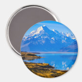 Mount Cook mit Blick auf den Pukaki-See, NZ Magnet (Vorderseite/Rückseite)