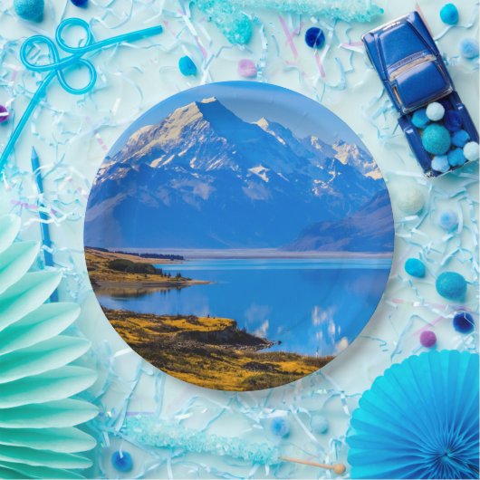 Mount Cook mit Blick auf den Pukaki-See, NZ Pappteller (Party)